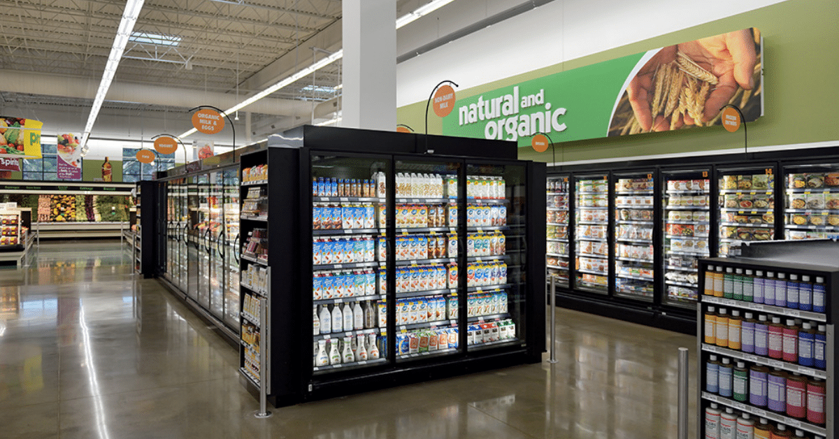 Refrigerated aisles in grocery store